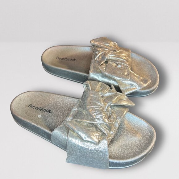 Beverly Rock Womens Metallic Silver Twist Slide Sandals Size 7.5 Stylish - Picture 4 of 6